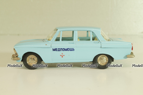 Москвич-412, Медпомощь, голубой, Тантал/Радон 1:43