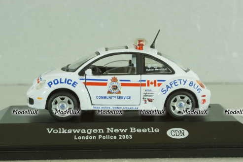 Volkswagen New Beatle, London Police of Canada 2003, white, Cararama 1:43