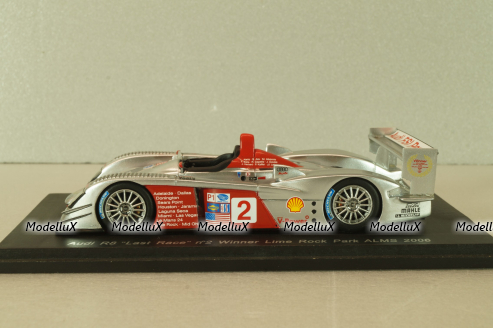 Audi R8 "Last race" #2, winner Lime Rock Park ALMS 2006, silver, S0677, Spark 1:43