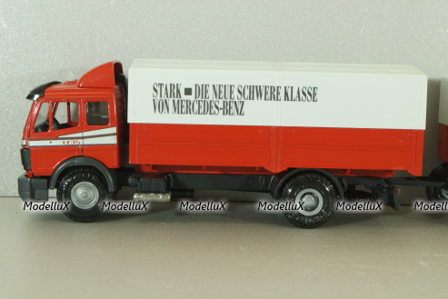 Mercedes 1729 truck, with trailer, red "Truck of the year 1990", 314, NZG 1:43 