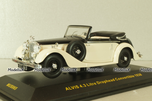 Alvis 4.3 Litre Drophead Convertible 1938, white/black, MUS065, IXOMuseum 1:43