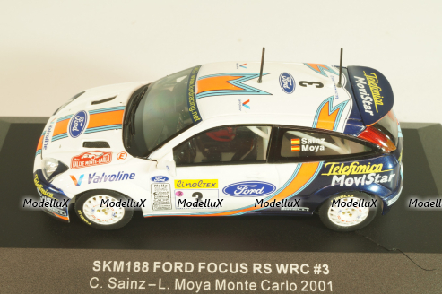 Ford Focus RS WRC #3 Rally Monte Carlo 2001, Sainz/Moya, SKM188, Skid 1:43 Уценка!
