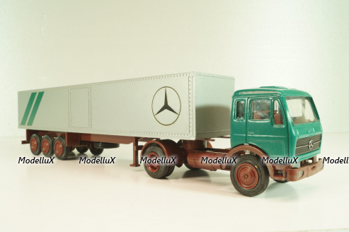 Mercedes-Benz 1632 S tractor with semi trailer "Mercedes" green/silver,  556, NZG 1:50