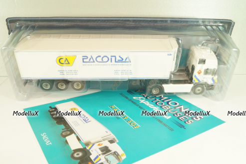 Man 19.502 truck with semi-trailer "Paconsa" 1991 white, Camiones y Autobuses #77, Altaya 1:43