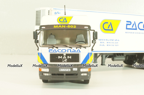 Man 19.502 truck with semi-trailer "Paconsa" 1991 white, Camiones y Autobuses #77, Altaya 1:43