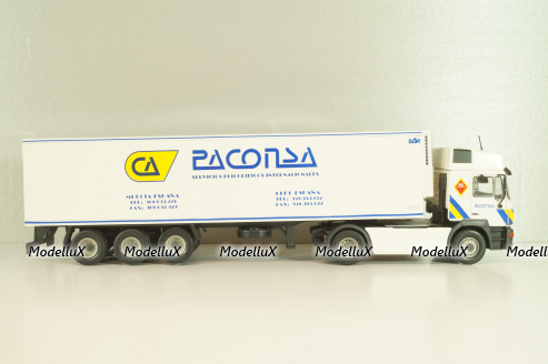 Man 19.502 truck with semi-trailer "Paconsa" 1991 white, Camiones y Autobuses #77, Altaya 1:43