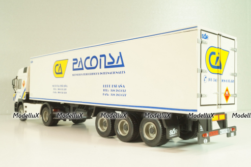 Man 19.502 truck with semi-trailer "Paconsa" 1991 white, Camiones y Autobuses #77, Altaya 1:43