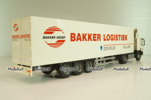 DAF 85 CF tractor with semi trailer "Bakker Logistiek" 2004, white, 53537, Tekno 1:50