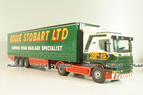 Scania 144L/460 tractor with semi trailer "Eddie Stobart LTD" 1998, white/green, 4418, Tekno 1:50