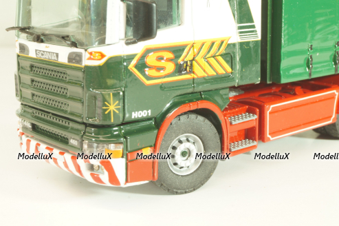 Scania 144L/460 tractor with semi trailer "Eddie Stobart LTD" 1998, white/green, 4418, Tekno 1:50