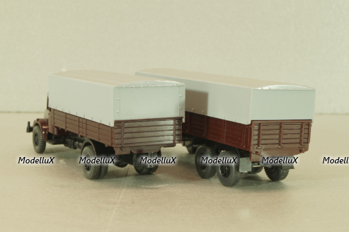 Krupp Titan with trailer, brown, 24480, Wiking 1:87