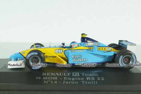 Renault F1 R 202 RS22 2002 J.Trulli St.Nr.14 "Blue World", Universal Hobbies 1:43