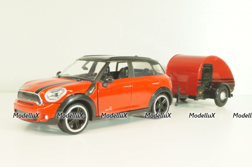 Mini Cooper S Countryman with camper 2010, red/black, 79761, MotorMax 1:24