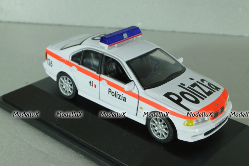 BMW 525 (E39) Polizia Canton Ticino, Switzerland 2001, white, ADPOLC007, Cararama 1:43