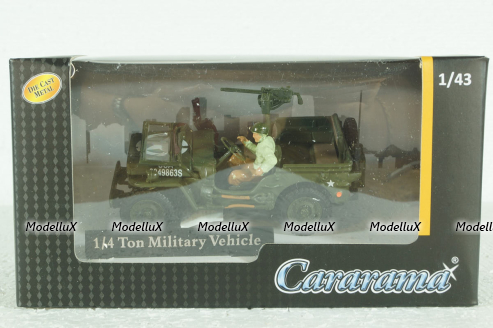JEEP Willys 1/4 Ton.C/MITRAGLIA E FIGURA, Cararama 1:43