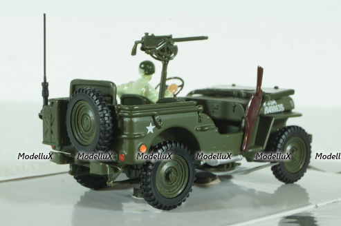 JEEP Willys 1/4 Ton.C/MITRAGLIA E FIGURA, Cararama 1:43