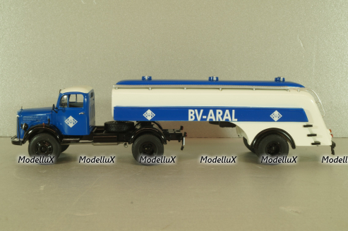 Mercedes-Benz L3500 truck with semi-trailer fuel tanker "Aral" 1937, blue/white, 18302, Premium Classixxs 1:43