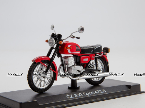 CZ-350 Sport 472.6 1976, красный, Наши Мотоциклы №8, Modimio 1:43